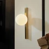 Ideal Lux væglampe Binomio messingfarvet 1 lyskilde metalglas