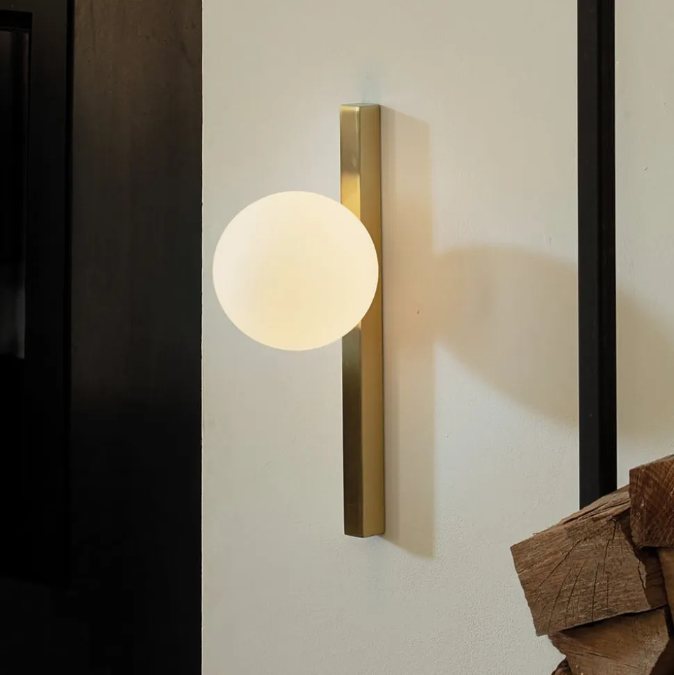Ideal Lux væglampe Binomio messingfarvet 1 lyskilde metalglas
