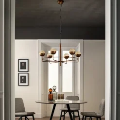 Iglù Rund LED-lysekrone, syv lys