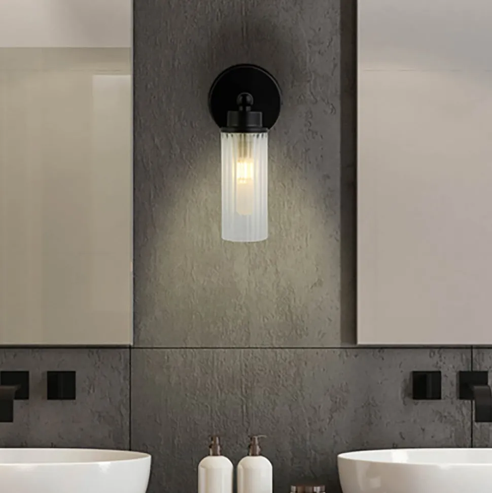 Imperial væglampe, sort, 1 lyskilde, stål, glas, IP44