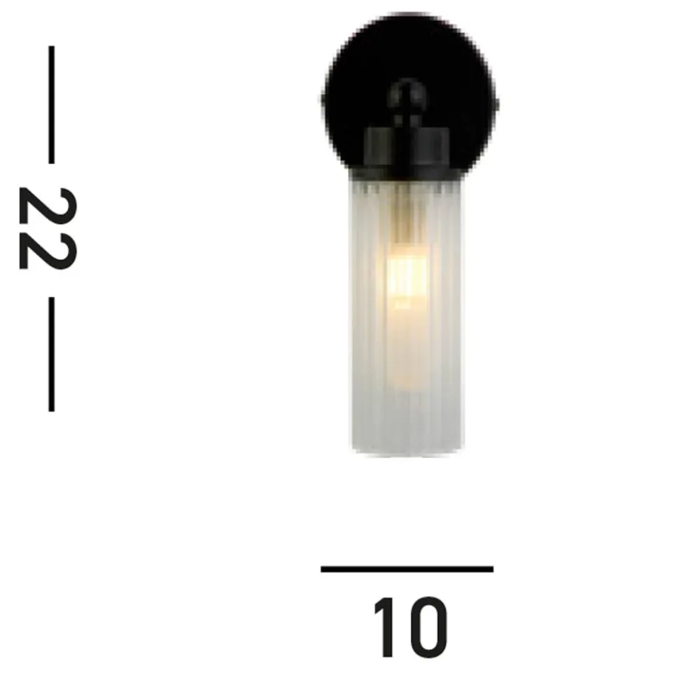 Imperial væglampe, sort, 1 lyskilde, stål, glas, IP44