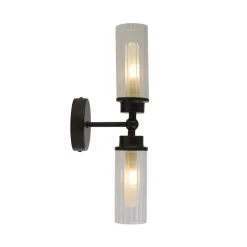 Imperial væglampe, sort, 2 lyskilder, stål, glas, IP44