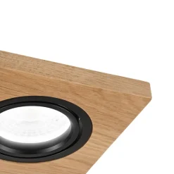 Indbygget loftslampe Tobby, 10 x 10 cm, 3-sæt Egetræ GU10