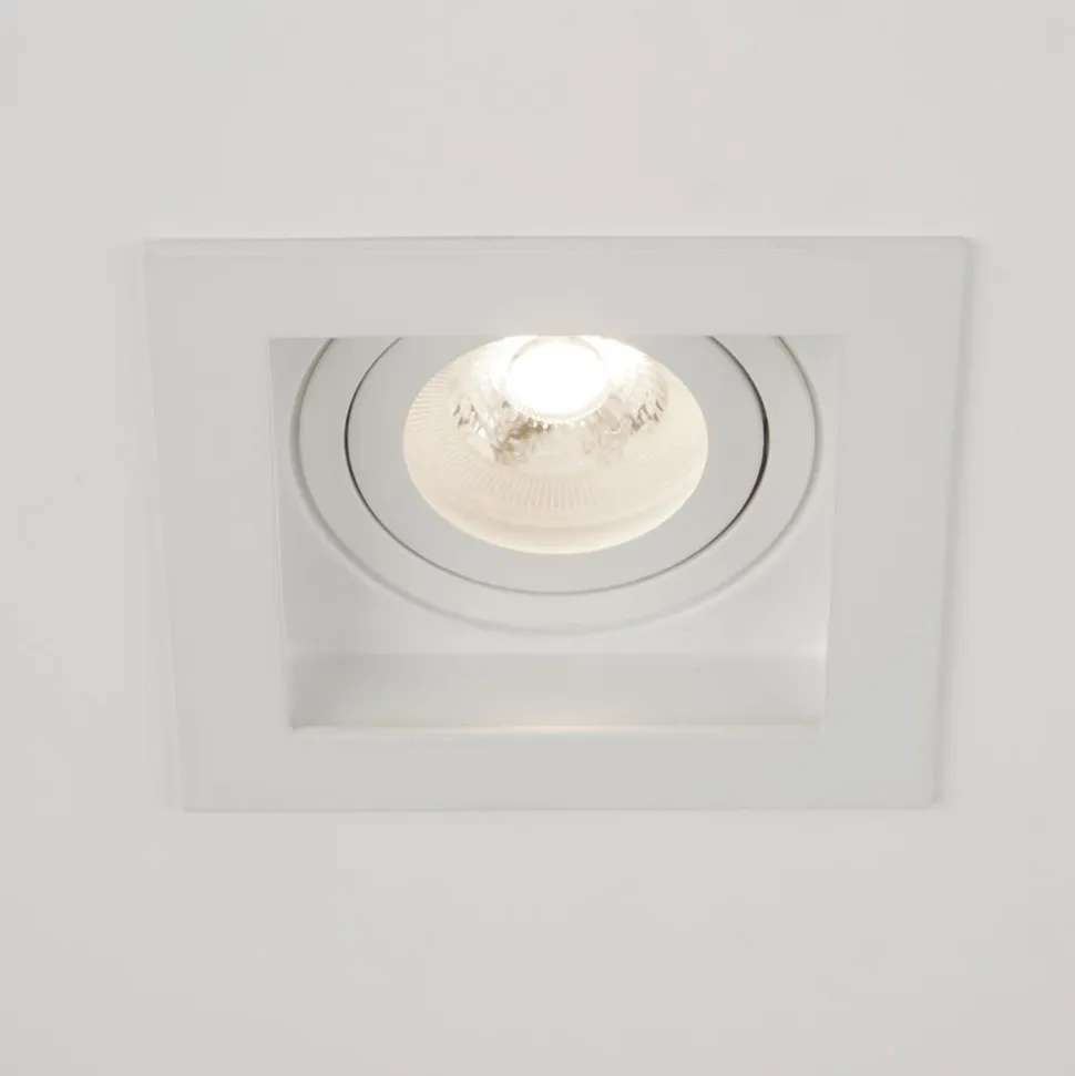 Indbygningslampe Grid One, hvid, 10 x 10 cm, aluminium, GU10