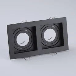 Indbygningslampe Grid Two, 2 lyskilder, sort, 18,5x10 cm, aluminium, GU10