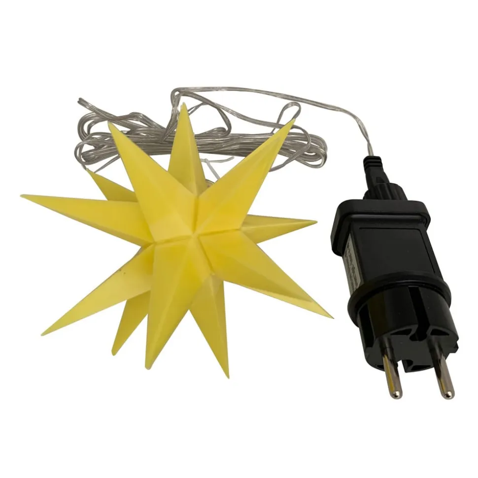 Indendørs LED-stjerne, 18 takker, Ø 12 cm, gul