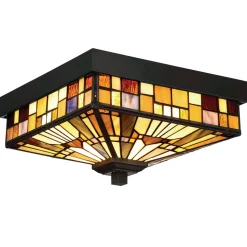 Inglenook udendørs loftslampe, farverigt glas