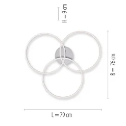 Ivanka LED-loftlampe, 3 ringe, stål