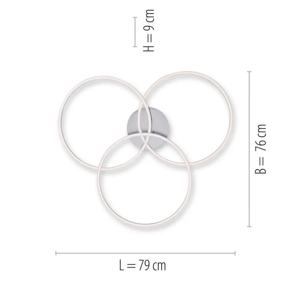Ivanka LED-loftlampe, 3 ringe, stål