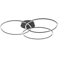 Ivanka LED-loftlampe, 3 ringe, sort