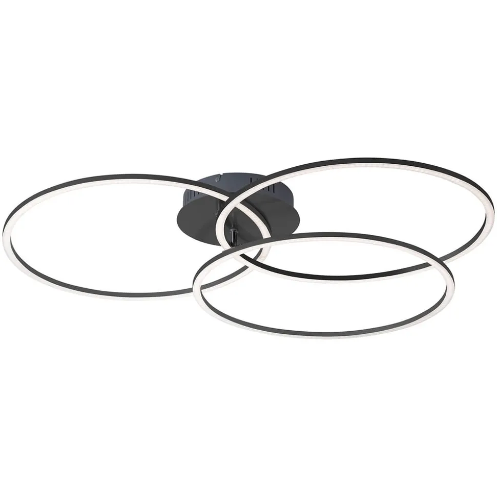 Ivanka LED-loftlampe, 3 ringe, sort