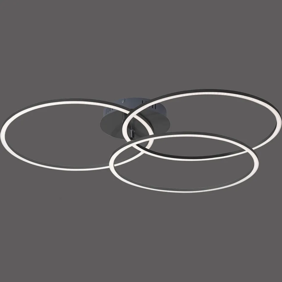 Ivanka LED-loftlampe, 3 ringe, sort