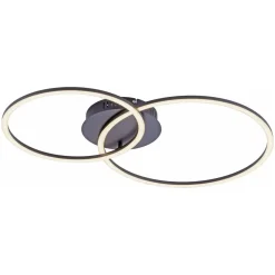 Ivanka LED-loftlampe, to ringe, sort