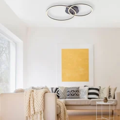 Ivanka LED-loftlampe, to ringe, sort