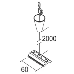 Ivela LKM rebophæng 200 cm, plade 6 cm, sort