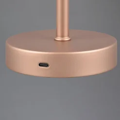 Jeff LED genopladelig bordlampe, kaffe, højde 30 cm, metal