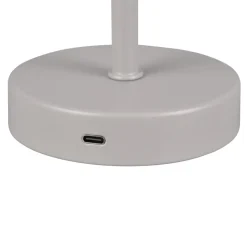 Jeff LED genopladelig bordlampe, grå, højde 30 cm, metal