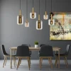 Joanet hængelampe, røget grå/sort, glas, 132 cm lang