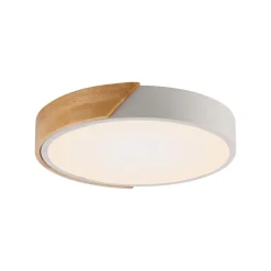 JUST LIGHT. Bila LED-loftslampe, hvid, Ø 32 cm, træ