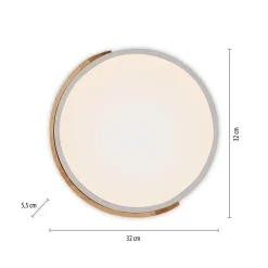 JUST LIGHT. Bila LED-loftslampe, hvid, Ø 32 cm, træ