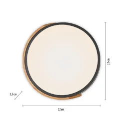 JUST LIGHT. Bila LED-loftslampe, sort, Ø 32 cm, træ