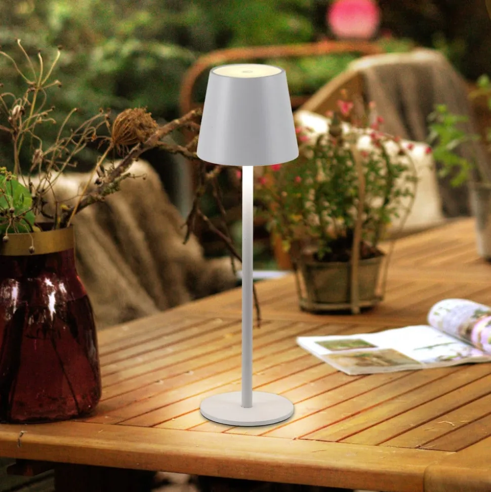 JUST LIGHT. Euria LED-bordlampe, hvid, jern, IP54