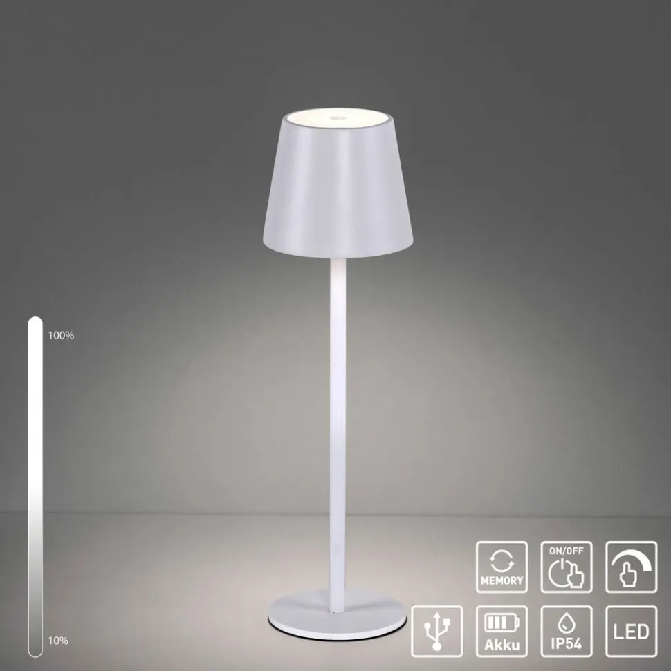 JUST LIGHT. Euria LED-bordlampe, hvid, jern, IP54