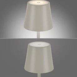 JUST LIGHT. Euria LED-bordlampe, grå-beige jern IP54