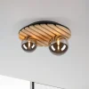 JUST LIGHT. Grøn Stika loftlampe, rund, 2 lyskilder, træ