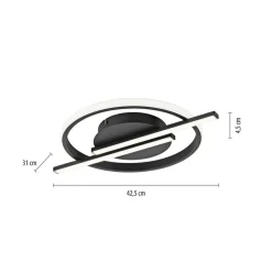 JUST LIGHT. Korsa LED-loftslampe, sort, Ø31 cm, dæmpbar
