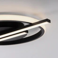 JUST LIGHT. Korsa LED-loftslampe, sort, Ø31 cm, dæmpbar