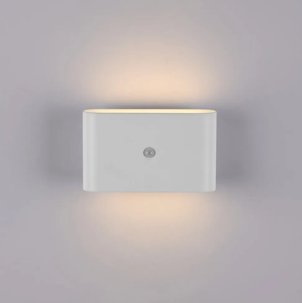 JUST LIGHT. LED-batteridrevet væglampe Ziddy, hvid, sensor 3.000 K