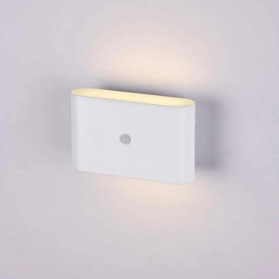 JUST LIGHT. LED-batteridrevet væglampe Ziddy, hvid, sensor 3.000 K