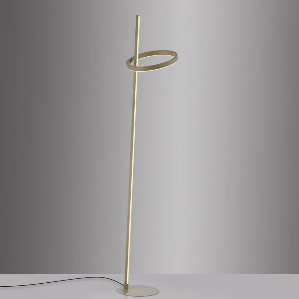 JUST LIGHT. LED-gulvlampe Ritus sand, jern, dæmper, 3.000 K