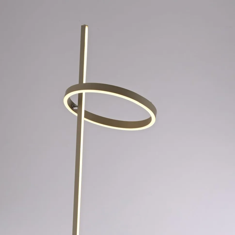 JUST LIGHT. LED-gulvlampe Ritus sand, jern, dæmper, 3.000 K