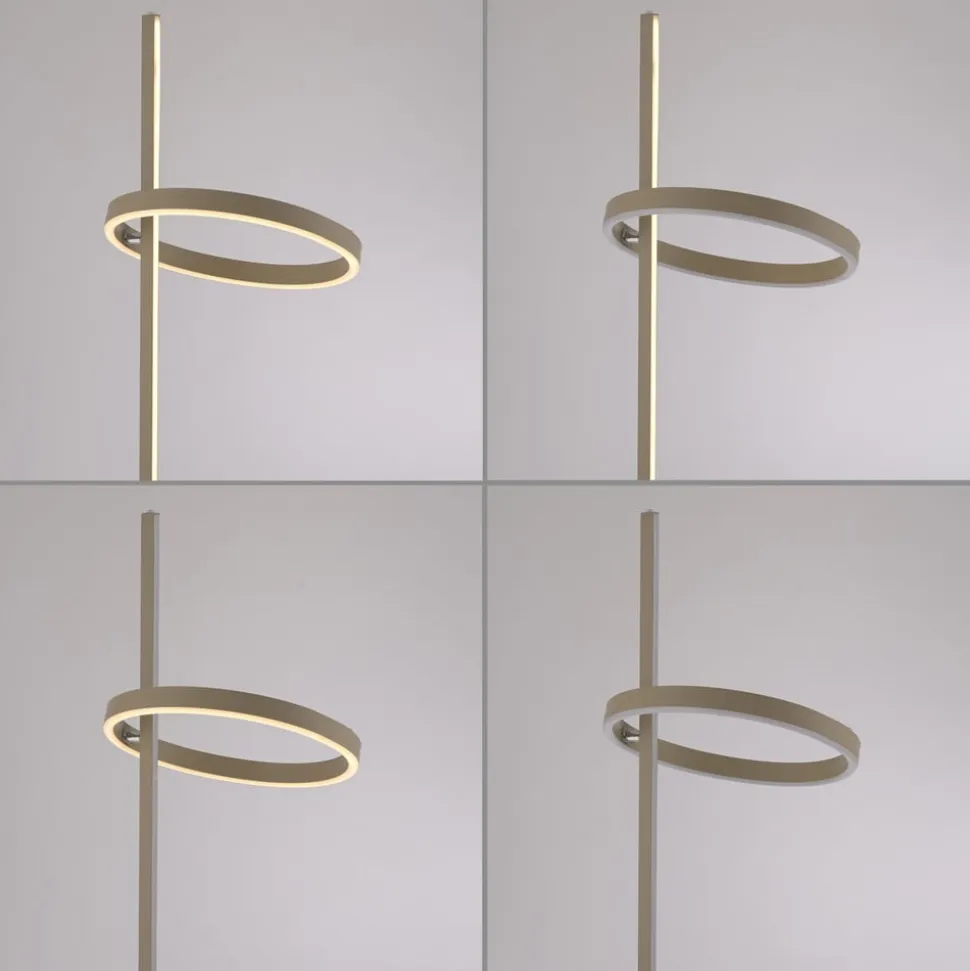 JUST LIGHT. LED-gulvlampe Ritus sand, jern, dæmper, 3.000 K