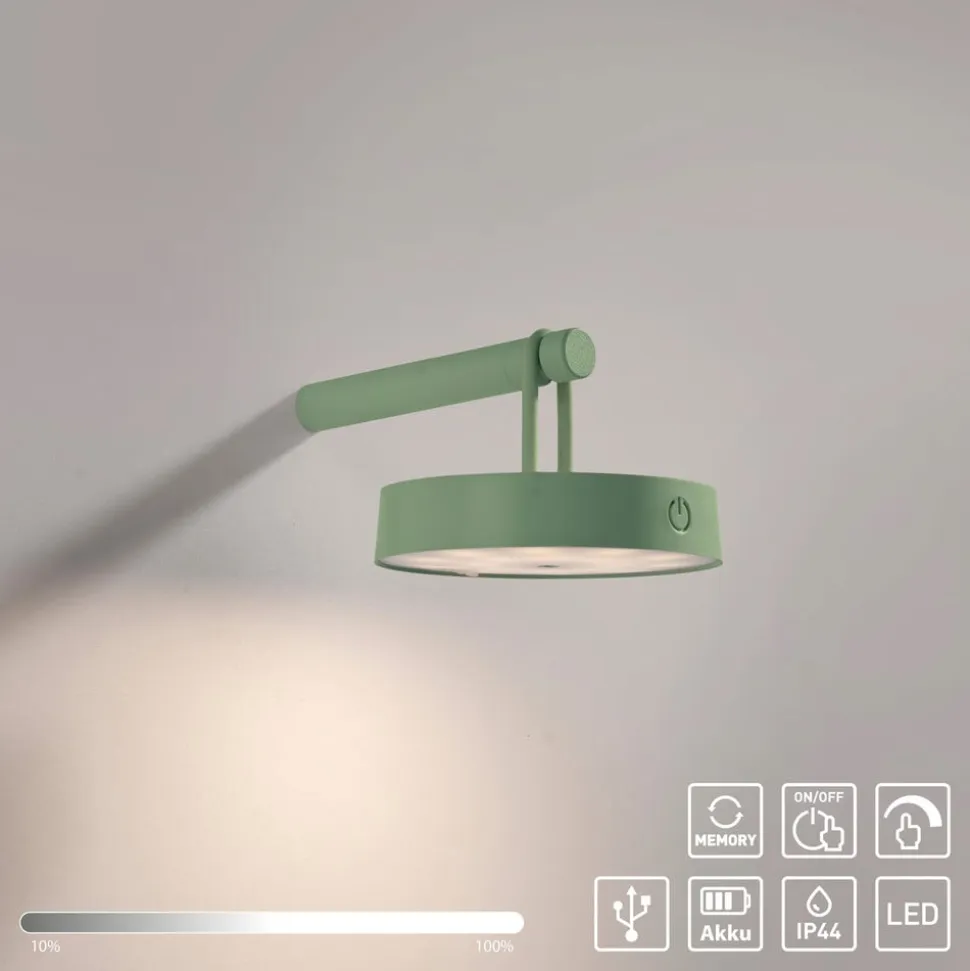 JUST LIGHT. LED-væglampe Arma, grøn, plast IP44