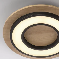 JUST LIGHT. Loftlampe Tola, rund, træ, 3.000 K