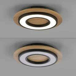 JUST LIGHT. Loftlampe Tola, rund, træ, 3.000 K