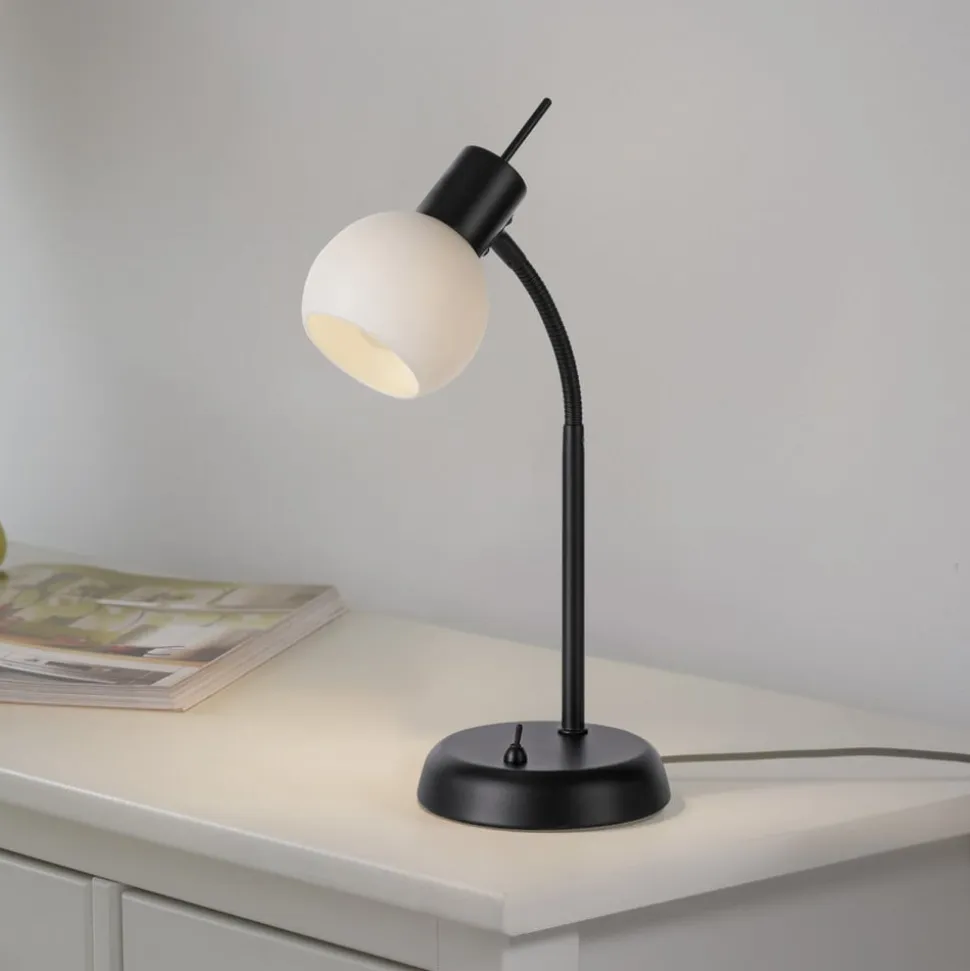 JUST LIGHT. Loki bordlampe, sort, jern, glas
