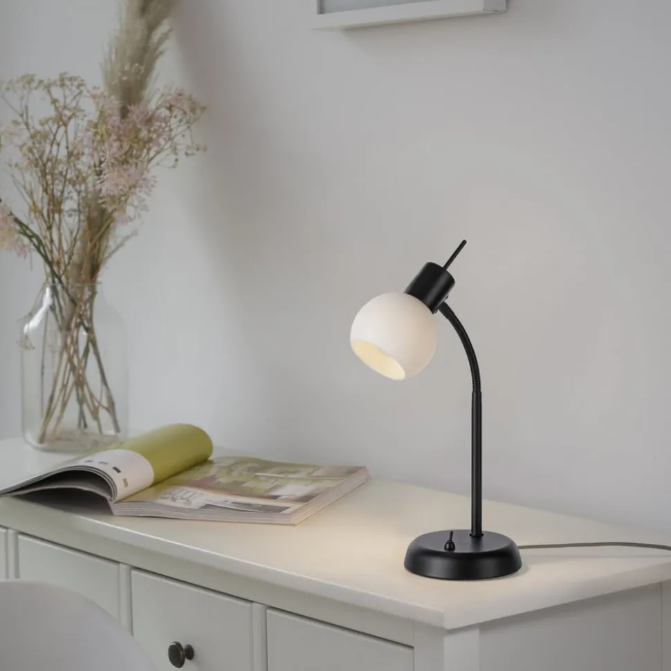 JUST LIGHT. Loki bordlampe, sort, jern, glas