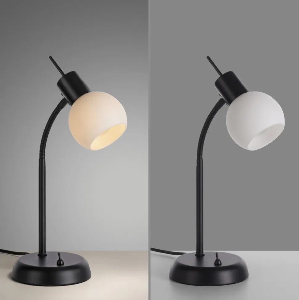 JUST LIGHT. Loki bordlampe, sort, jern, glas