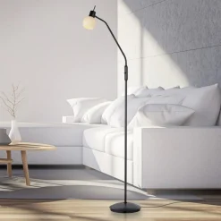 JUST LIGHT. Loki gulvlampe, sort, jern, glas