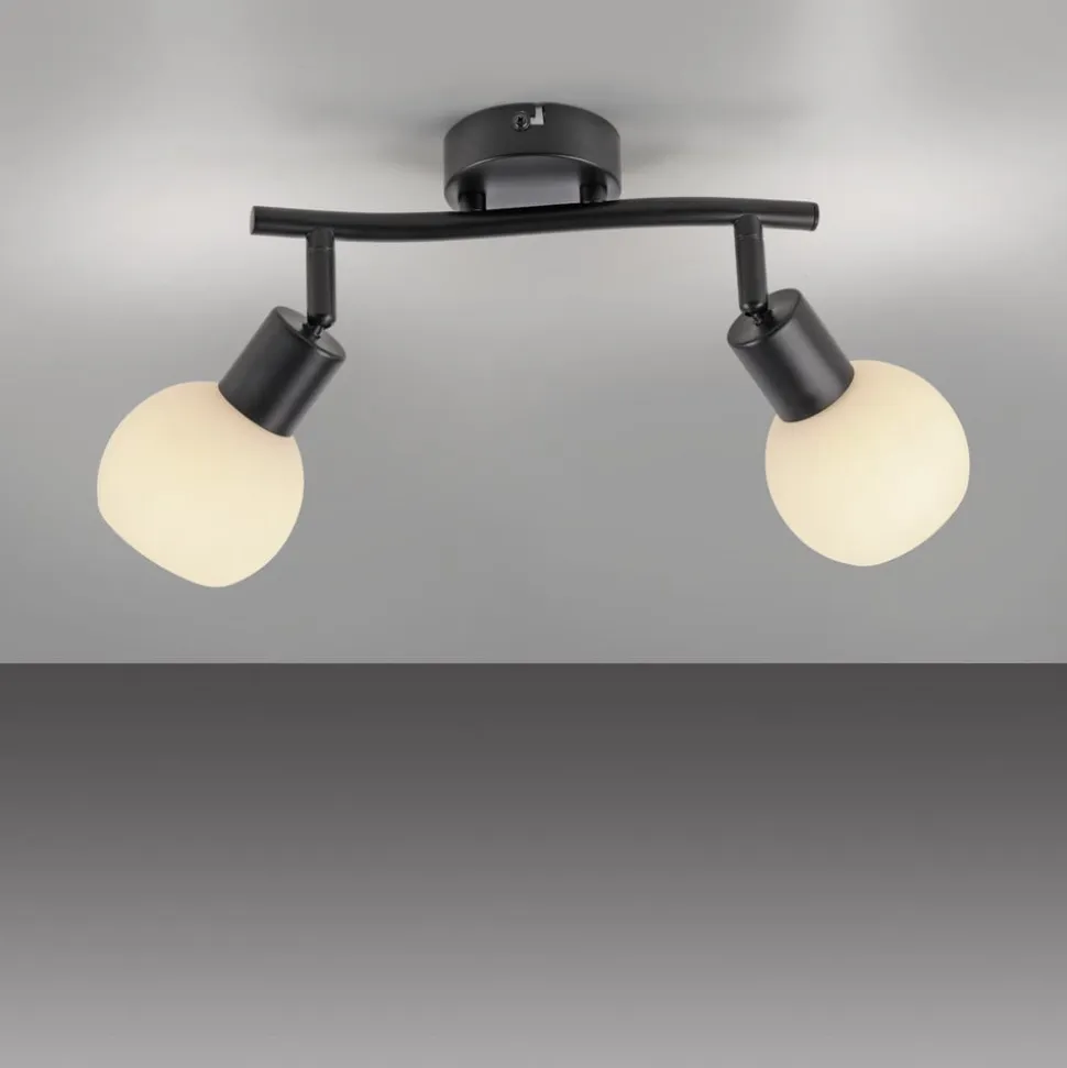 JUST LIGHT. Loki loftlampe, 2 lyskilder, sort, jern, glas
