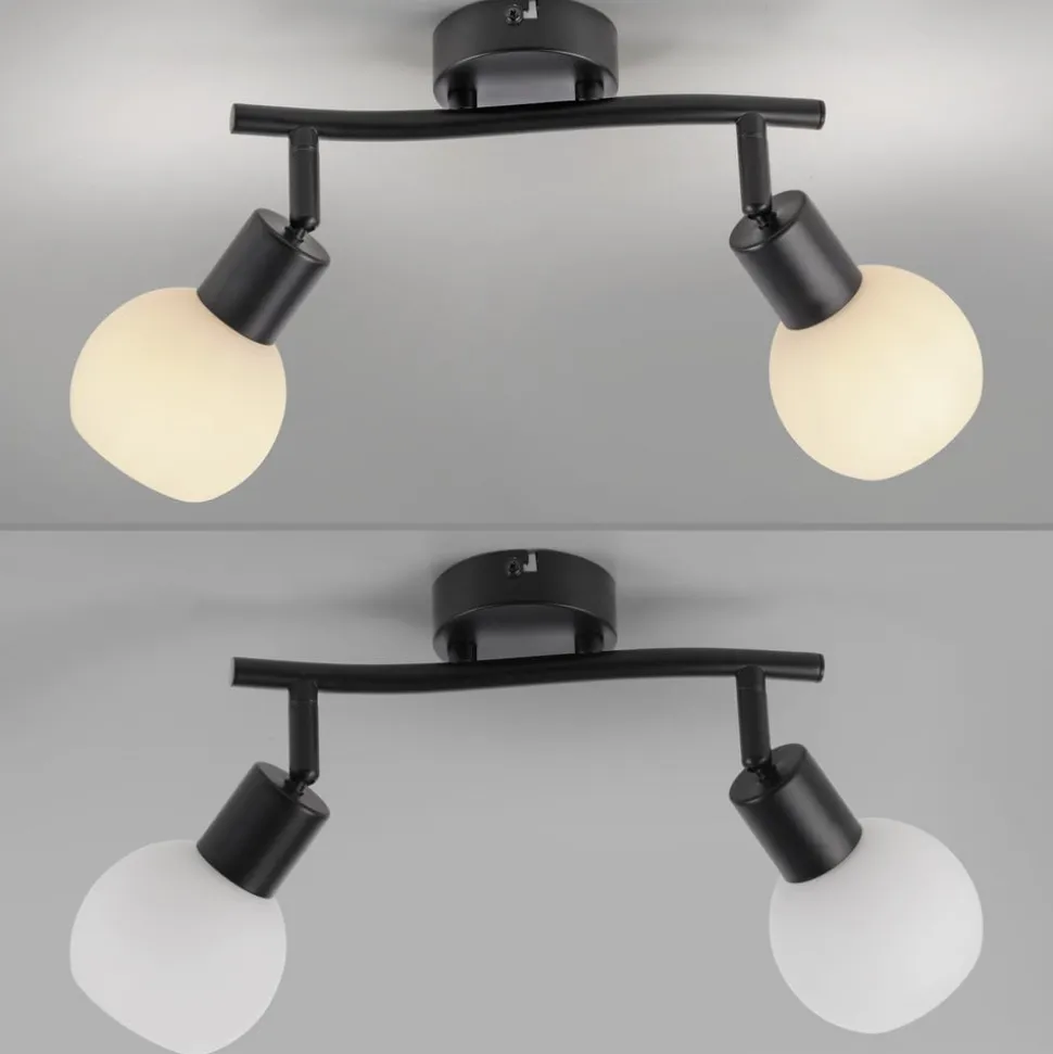 JUST LIGHT. Loki loftlampe, 2 lyskilder, sort, jern, glas