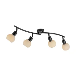 JUST LIGHT. Loki loftlampe, 4 lyskilder, sort, jern, glas