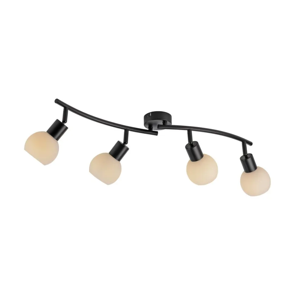 JUST LIGHT. Loki loftlampe, 4 lyskilder, sort, jern, glas
