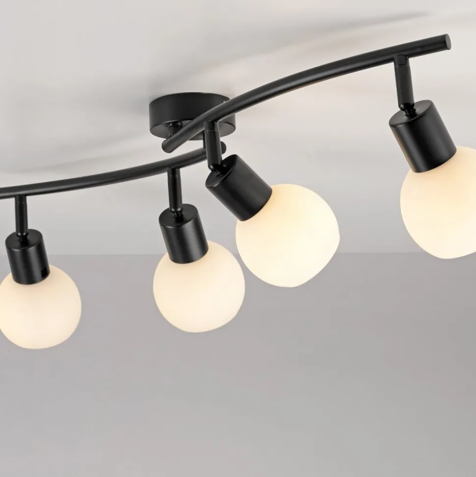 JUST LIGHT. Loki loftlampe, 4 lyskilder, sort, jern, glas