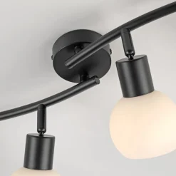 JUST LIGHT. Loki loftlampe, 4 lyskilder, sort, jern, glas
