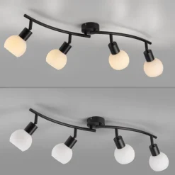 JUST LIGHT. Loki loftlampe, 4 lyskilder, sort, jern, glas